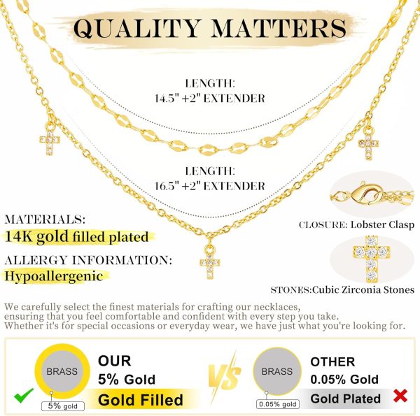 Cross Necklace for Women, Dainty14K Real Gold Silver Plated Cross Choker Pendant Jewelry Non Tarnish Waterproof Trendy Cute Simple Small Necklace Easter Christian Baptism Religious Faith Jewelry Gifts - Image 54