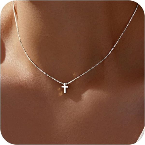 Cross Necklace for Women, Dainty14K Real Gold Silver Plated Cross Choker Pendant Jewelry Non Tarnish Waterproof Trendy Cute Simple Small Necklace Easter Christian Baptism Religious Faith Jewelry Gifts - Image 59