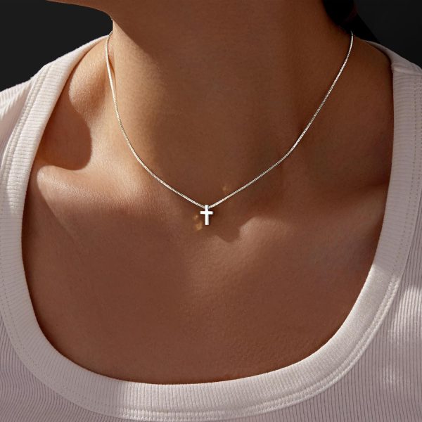 Cross Necklace for Women, Dainty14K Real Gold Silver Plated Cross Choker Pendant Jewelry Non Tarnish Waterproof Trendy Cute Simple Small Necklace Easter Christian Baptism Religious Faith Jewelry Gifts - Image 60