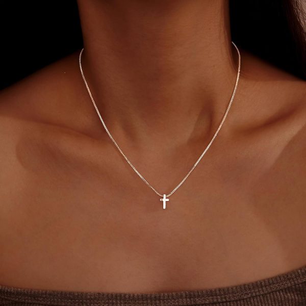 Cross Necklace for Women, Dainty14K Real Gold Silver Plated Cross Choker Pendant Jewelry Non Tarnish Waterproof Trendy Cute Simple Small Necklace Easter Christian Baptism Religious Faith Jewelry Gifts - Image 61