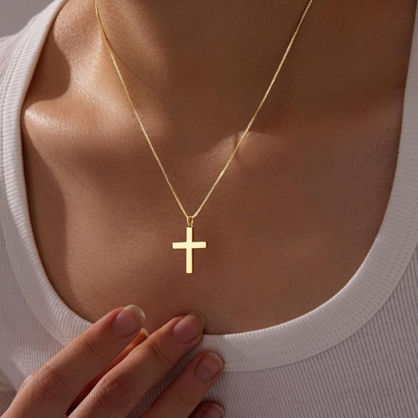 Cross Necklace for Women, Dainty14K Real Gold Silver Plated Cross Choker Pendant Jewelry Non Tarnish Waterproof Trendy Cute Simple Small Necklace Easter Christian Baptism Religious Faith Jewelry Gifts - Image 77