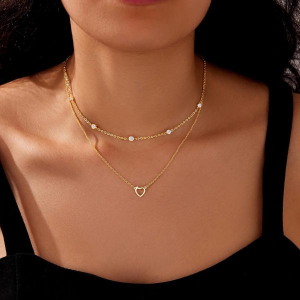 Heart Necklaces for Women, Dainty 14K Gold/Silver Plated Necklace Cute Tiny Gold Diamond Infiniy Heart Pendant Jewelry, Ideal Gifts for Mothers Day Valentines Day Birthday Christmas Graduation - Image 2
