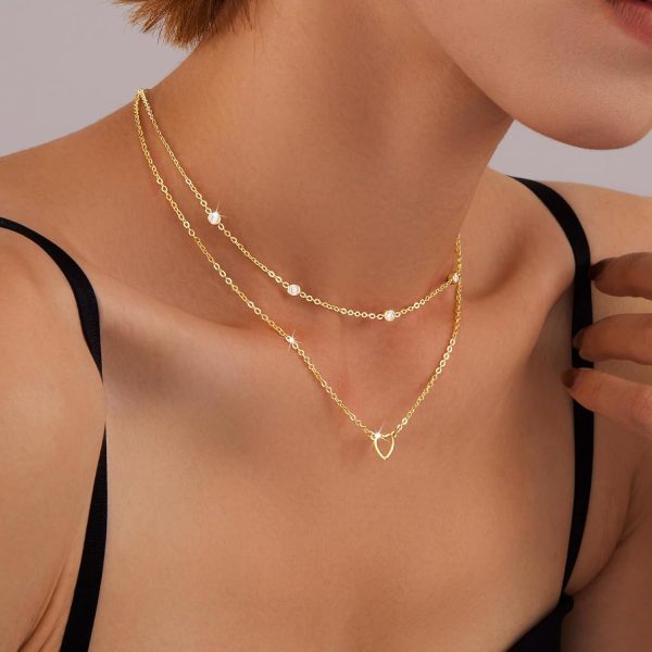 Heart Necklaces for Women, Dainty 14K Gold/Silver Plated Necklace Cute Tiny Gold Diamond Infiniy Heart Pendant Jewelry, Ideal Gifts for Mothers Day Valentines Day Birthday Christmas Graduation - Image 3
