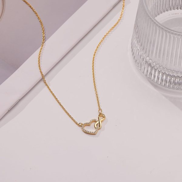Heart Necklaces for Women, Dainty 14K Gold/Silver Plated Necklace Cute Tiny Gold Diamond Infiniy Heart Pendant Jewelry, Ideal Gifts for Mothers Day Valentines Day Birthday Christmas Graduation - Image 14