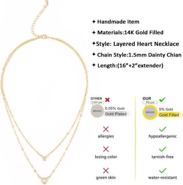 Heart Necklaces for Women, Dainty 14K Gold/Silver Plated Necklace Cute Tiny Gold Diamond Infiniy Heart Pendant Jewelry, Ideal Gifts for Mothers Day Valentines Day Birthday Christmas Graduation - Image 48