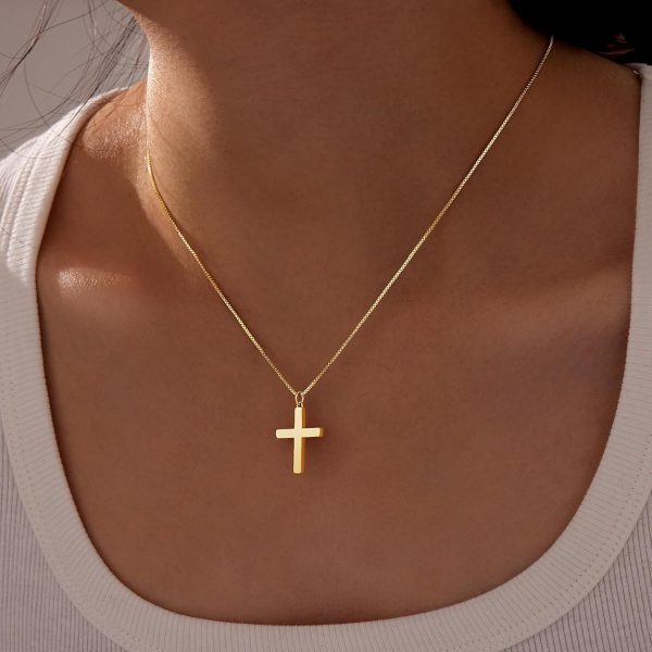 Cross Necklace for Women, Dainty14K Real Gold Silver Plated Cross Choker Pendant Jewelry Non Tarnish Waterproof Trendy Cute Simple Small Necklace Easter Christian Baptism Religious Faith Jewelry Gifts - Image 2