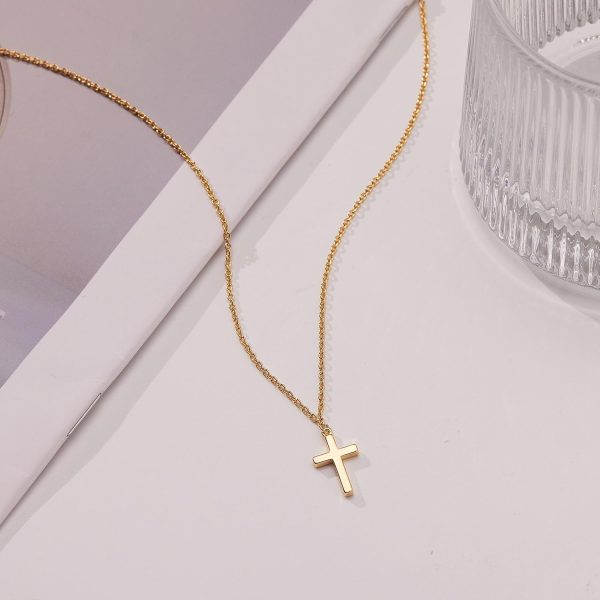 Cross Necklace for Women, Dainty14K Real Gold Silver Plated Cross Choker Pendant Jewelry Non Tarnish Waterproof Trendy Cute Simple Small Necklace Easter Christian Baptism Religious Faith Jewelry Gifts - Image 10