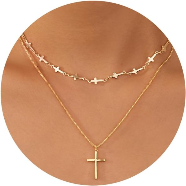 Cross Necklace for Women, Dainty14K Real Gold Silver Plated Cross Choker Pendant Jewelry Non Tarnish Waterproof Trendy Cute Simple Small Necklace Easter Christian Baptism Religious Faith Jewelry Gifts - Image 34