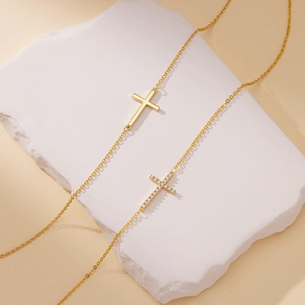 Cross Necklace for Women, Dainty14K Real Gold Silver Plated Cross Choker Pendant Jewelry Non Tarnish Waterproof Trendy Cute Simple Small Necklace Easter Christian Baptism Religious Faith Jewelry Gifts - Image 46