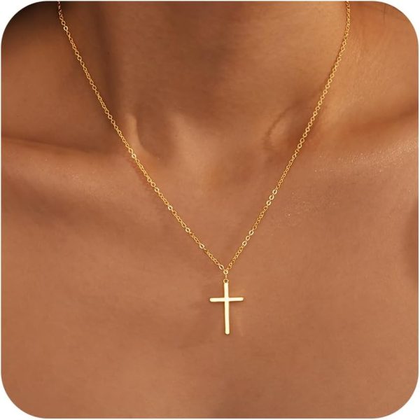 Cross Necklace for Women, Dainty14K Real Gold Silver Plated Cross Choker Pendant Jewelry Non Tarnish Waterproof Trendy Cute Simple Small Necklace Easter Christian Baptism Religious Faith Jewelry Gifts - Image 52