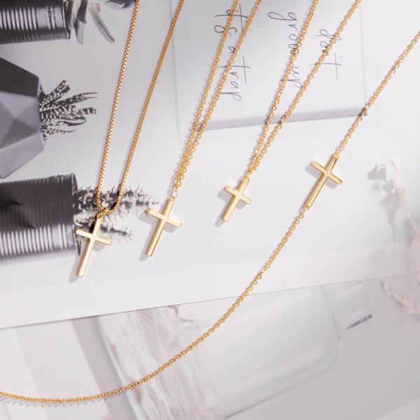 Cross Necklace for Women, Dainty14K Real Gold Silver Plated Cross Choker Pendant Jewelry Non Tarnish Waterproof Trendy Cute Simple Small Necklace Easter Christian Baptism Religious Faith Jewelry Gifts - Image 56