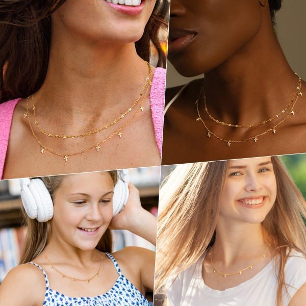 Cross Necklace for Women, Dainty14K Real Gold Silver Plated Cross Choker Pendant Jewelry Non Tarnish Waterproof Trendy Cute Simple Small Necklace Easter Christian Baptism Religious Faith Jewelry Gifts - Image 63