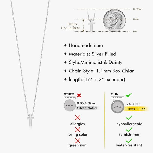 Cross Necklace for Women, Dainty14K Real Gold Silver Plated Cross Choker Pendant Jewelry Non Tarnish Waterproof Trendy Cute Simple Small Necklace Easter Christian Baptism Religious Faith Jewelry Gifts - Image 67