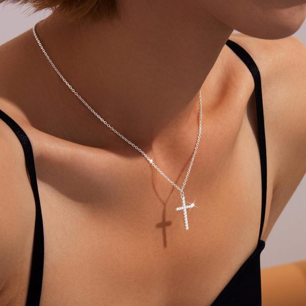 Cross Necklace for Women, Dainty14K Real Gold Silver Plated Cross Choker Pendant Jewelry Non Tarnish Waterproof Trendy Cute Simple Small Necklace Easter Christian Baptism Religious Faith Jewelry Gifts - Image 70
