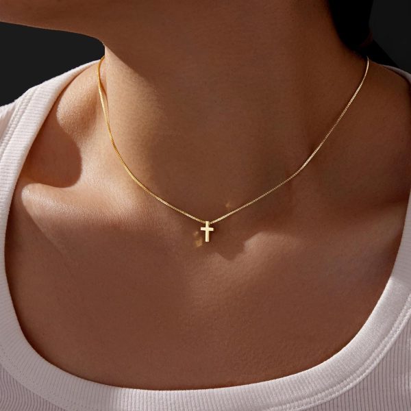 Cross Necklace for Women, Dainty14K Real Gold Silver Plated Cross Choker Pendant Jewelry Non Tarnish Waterproof Trendy Cute Simple Small Necklace Easter Christian Baptism Religious Faith Jewelry Gifts - Image 74