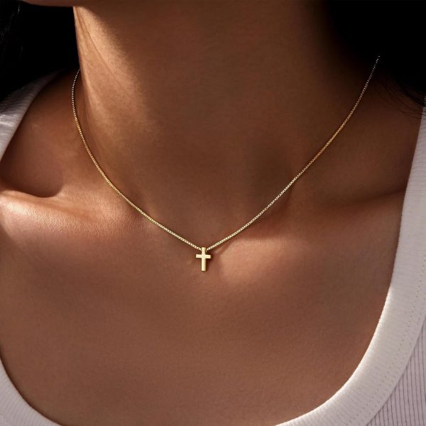 Cross Necklace for Women, Dainty14K Real Gold Silver Plated Cross Choker Pendant Jewelry Non Tarnish Waterproof Trendy Cute Simple Small Necklace Easter Christian Baptism Religious Faith Jewelry Gifts - Image 75