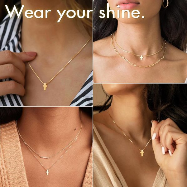 Cross Necklace for Women, Dainty14K Real Gold Silver Plated Cross Choker Pendant Jewelry Non Tarnish Waterproof Trendy Cute Simple Small Necklace Easter Christian Baptism Religious Faith Jewelry Gifts - Image 78