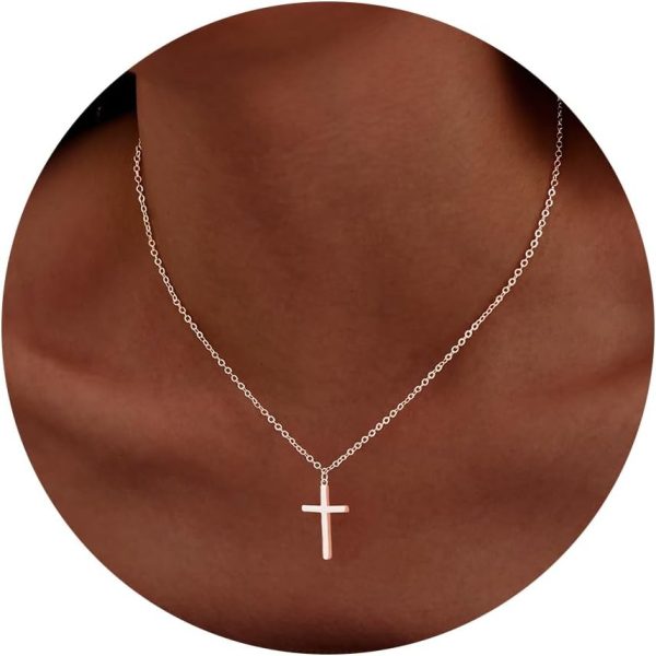 Cross Necklace for Women, Dainty14K Real Gold Silver Plated Cross Choker Pendant Jewelry Non Tarnish Waterproof Trendy Cute Simple Small Necklace Easter Christian Baptism Religious Faith Jewelry Gifts - Image 79