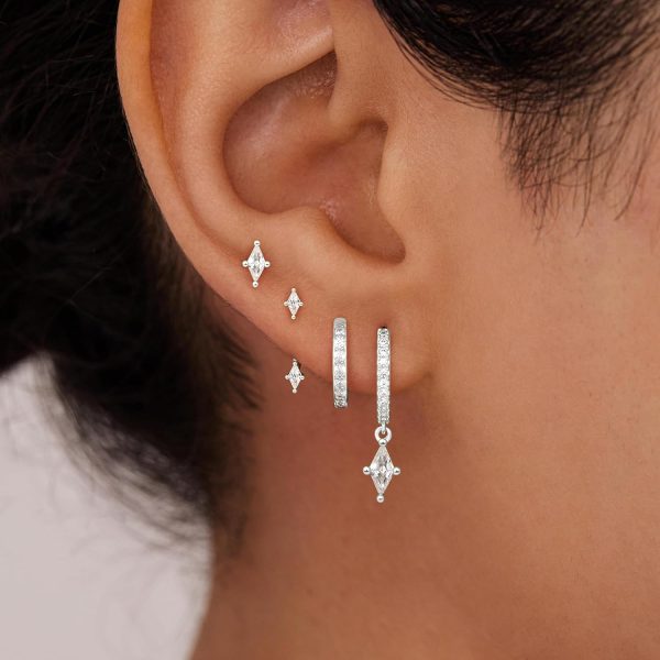4 Pairs Stud Hoop Earrings Set for Women, Trendy Dangle Jacket Huggie Stacks for Multiple Piercing, Hypoallergenic Cartilage Jewelry Gifts - Image 12