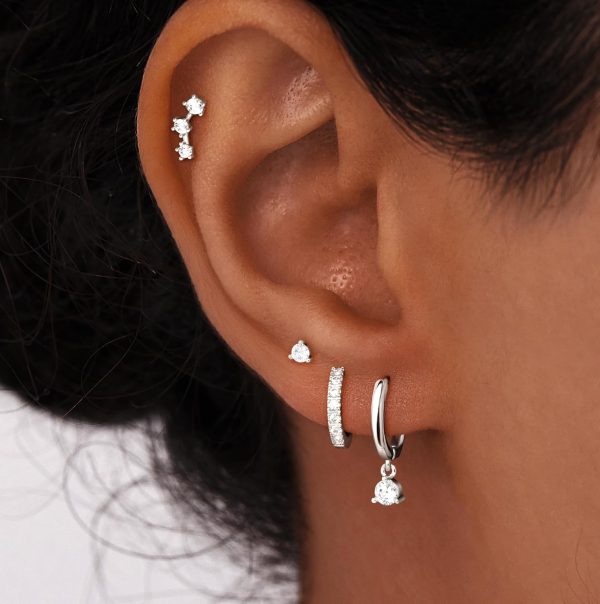 4 Pairs Stud Hoop Earrings Set for Women, Trendy Dangle Jacket Huggie Stacks for Multiple Piercing, Hypoallergenic Cartilage Jewelry Gifts - Image 16