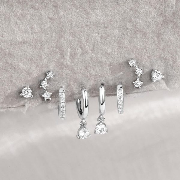 4 Pairs Stud Hoop Earrings Set for Women, Trendy Dangle Jacket Huggie Stacks for Multiple Piercing, Hypoallergenic Cartilage Jewelry Gifts - Image 18