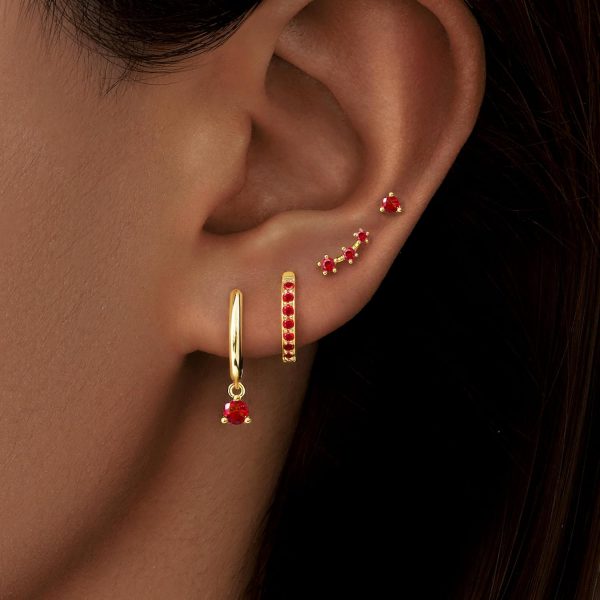 4 Pairs Stud Hoop Earrings Set for Women, Trendy Dangle Jacket Huggie Stacks for Multiple Piercing, Hypoallergenic Cartilage Jewelry Gifts - Image 21