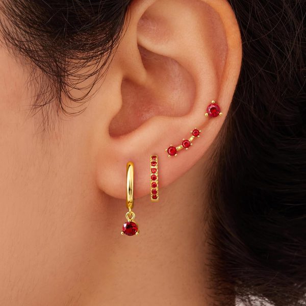 4 Pairs Stud Hoop Earrings Set for Women, Trendy Dangle Jacket Huggie Stacks for Multiple Piercing, Hypoallergenic Cartilage Jewelry Gifts - Image 22