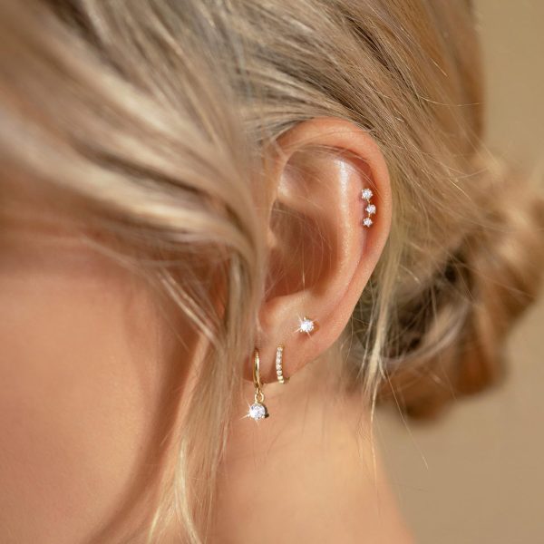 4 Pairs Stud Hoop Earrings Set for Women, Trendy Dangle Jacket Huggie Stacks for Multiple Piercing, Hypoallergenic Cartilage Jewelry Gifts - Image 30