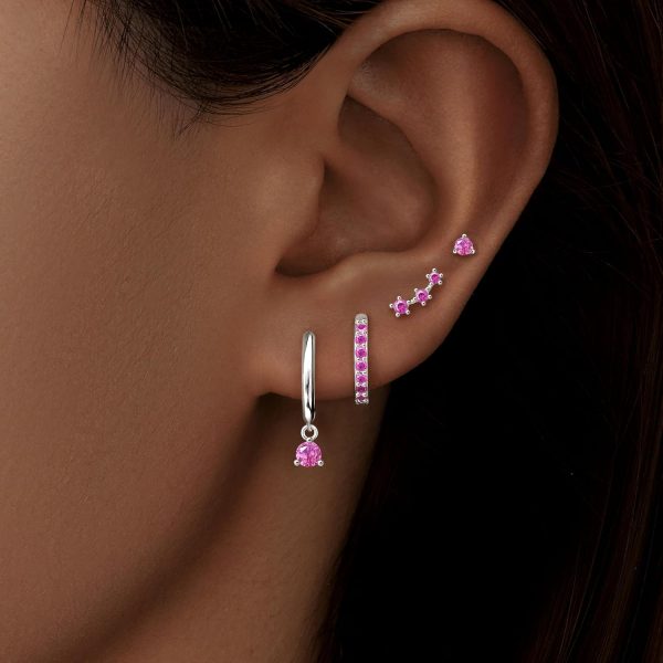 4 Pairs Stud Hoop Earrings Set for Women, Trendy Dangle Jacket Huggie Stacks for Multiple Piercing, Hypoallergenic Cartilage Jewelry Gifts - Image 33