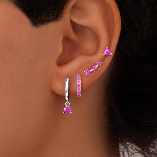4 Pairs Stud Hoop Earrings Set for Women, Trendy Dangle Jacket Huggie Stacks for Multiple Piercing, Hypoallergenic Cartilage Jewelry Gifts - Image 34