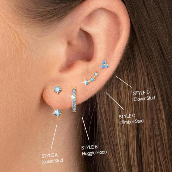 4 Pairs Stud Hoop Earrings Set for Women, Trendy Dangle Jacket Huggie Stacks for Multiple Piercing, Hypoallergenic Cartilage Jewelry Gifts - Image 42