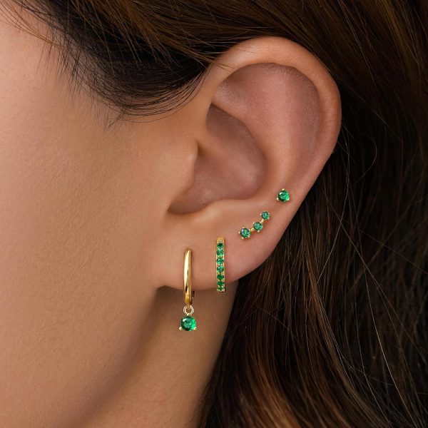 4 Pairs Stud Hoop Earrings Set for Women, Trendy Dangle Jacket Huggie Stacks for Multiple Piercing, Hypoallergenic Cartilage Jewelry Gifts - Image 44