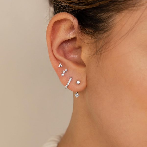 4 Pairs Stud Hoop Earrings Set for Women, Trendy Dangle Jacket Huggie Stacks for Multiple Piercing, Hypoallergenic Cartilage Jewelry Gifts - Image 57