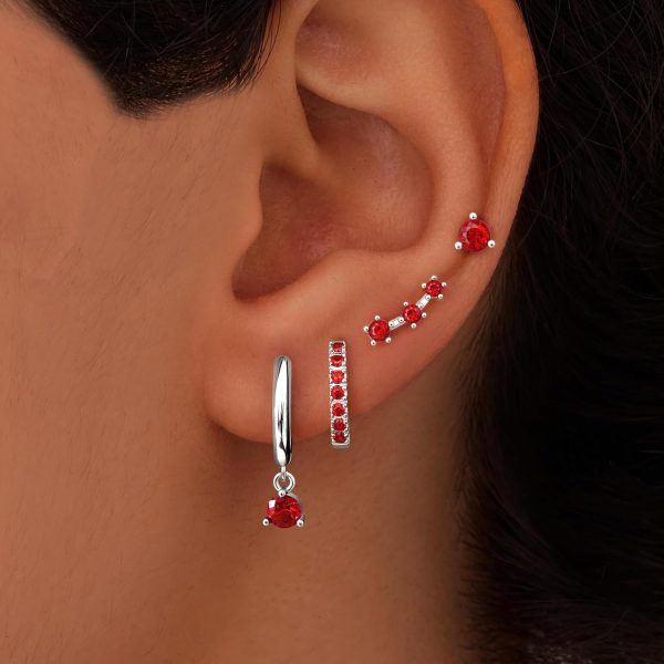 4 Pairs Stud Hoop Earrings Set for Women, Trendy Dangle Jacket Huggie Stacks for Multiple Piercing, Hypoallergenic Cartilage Jewelry Gifts - Image 63