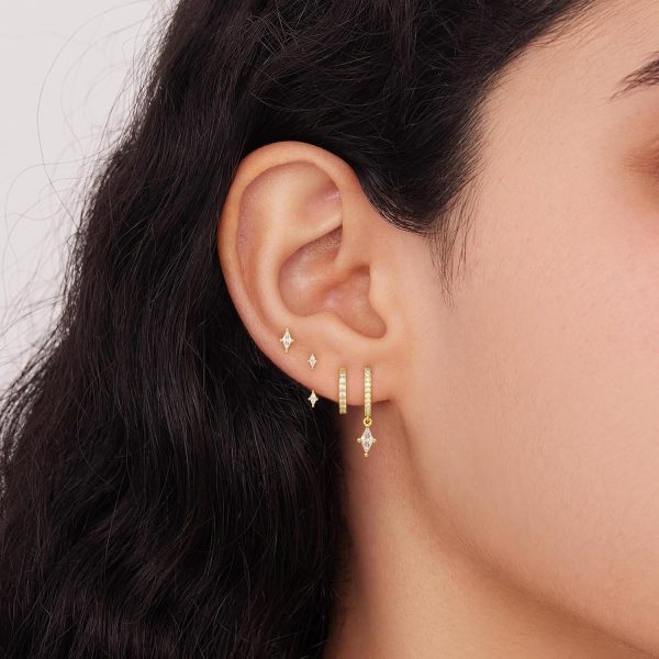 4 Pairs Stud Hoop Earrings Set for Women, Trendy Dangle Jacket Huggie Stacks for Multiple Piercing, Hypoallergenic Cartilage Jewelry Gifts - Image 69