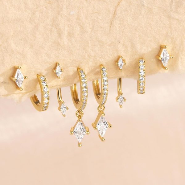 4 Pairs Stud Hoop Earrings Set for Women, Trendy Dangle Jacket Huggie Stacks for Multiple Piercing, Hypoallergenic Cartilage Jewelry Gifts - Image 72