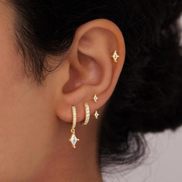 4 Pairs Stud Hoop Earrings Set for Women, Trendy Dangle Jacket Huggie Stacks for Multiple Piercing, Hypoallergenic Cartilage Jewelry Gifts - Image 73