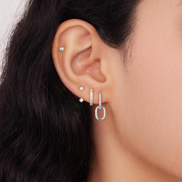 4 Pairs Stud Hoop Earrings Set for Women, Trendy Dangle Jacket Huggie Stacks for Multiple Piercing, Hypoallergenic Cartilage Jewelry Gifts - Image 77