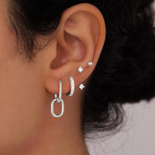 4 Pairs Stud Hoop Earrings Set for Women, Trendy Dangle Jacket Huggie Stacks for Multiple Piercing, Hypoallergenic Cartilage Jewelry Gifts - Image 80