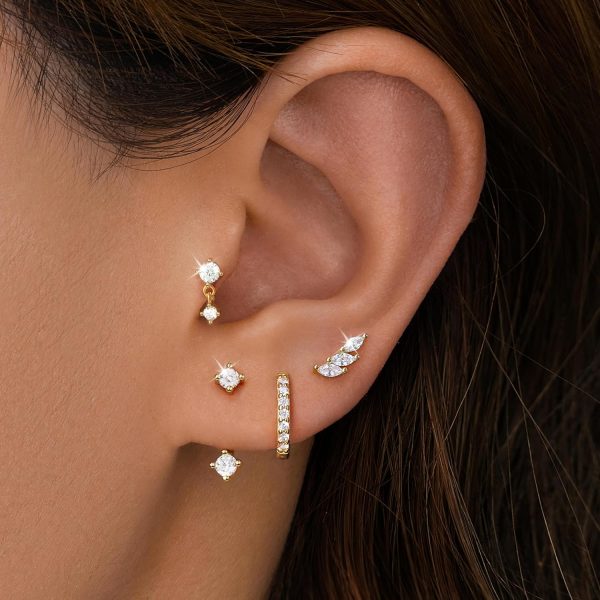 4 Pairs Stud Hoop Earrings Set for Women, Trendy Dangle Jacket Huggie Stacks for Multiple Piercing, Hypoallergenic Cartilage Jewelry Gifts - Image 82