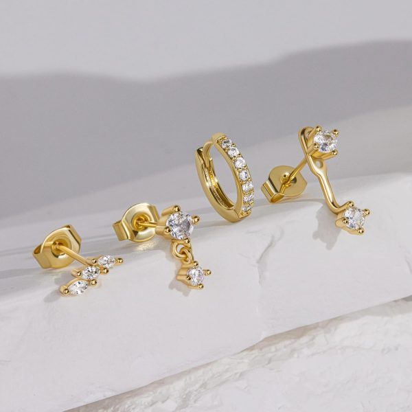 4 Pairs Stud Hoop Earrings Set for Women, Trendy Dangle Jacket Huggie Stacks for Multiple Piercing, Hypoallergenic Cartilage Jewelry Gifts - Image 83