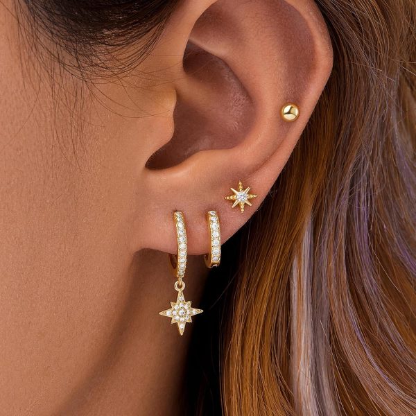 4 Pairs Stud Hoop Earrings Set for Women, Trendy Dangle Jacket Huggie Stacks for Multiple Piercing, Hypoallergenic Cartilage Jewelry Gifts - Image 92