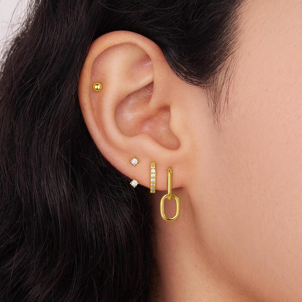 4 Pairs Stud Hoop Earrings Set for Women, Trendy Dangle Jacket Huggie Stacks for Multiple Piercing, Hypoallergenic Cartilage Jewelry Gifts - Image 97