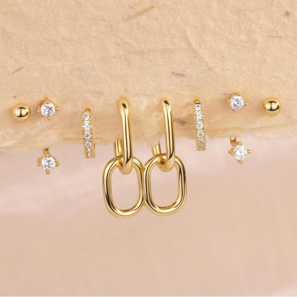 4 Pairs Stud Hoop Earrings Set for Women, Trendy Dangle Jacket Huggie Stacks for Multiple Piercing, Hypoallergenic Cartilage Jewelry Gifts - Image 99
