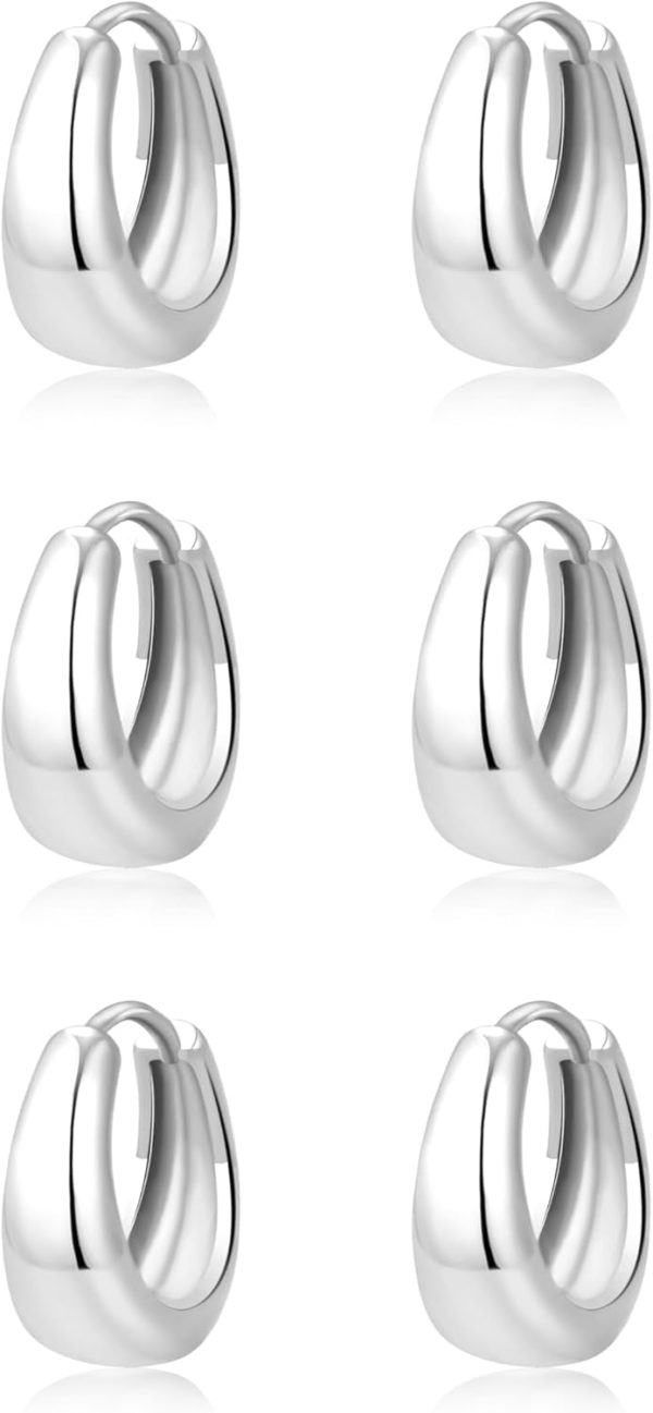 Hoop Earrings for Women Hypoallergenic Chunky 14K Real Gold Plated Huggie Cartilage Drop Earrings Set for Multiple Piercing Cute Trendy Lightweight Jewelry - Image 7
