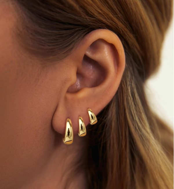 Hoop Earrings for Women Hypoallergenic Chunky 14K Real Gold Plated Huggie Cartilage Drop Earrings Set for Multiple Piercing Cute Trendy Lightweight Jewelry - Image 22