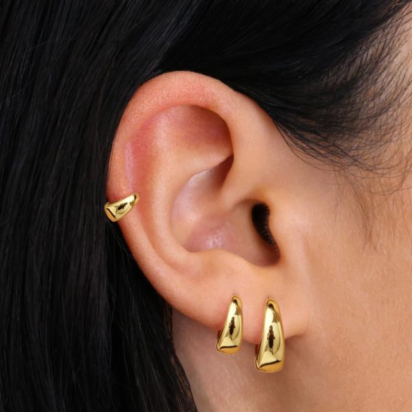 Hoop Earrings for Women Hypoallergenic Chunky 14K Real Gold Plated Huggie Cartilage Drop Earrings Set for Multiple Piercing Cute Trendy Lightweight Jewelry - Image 23