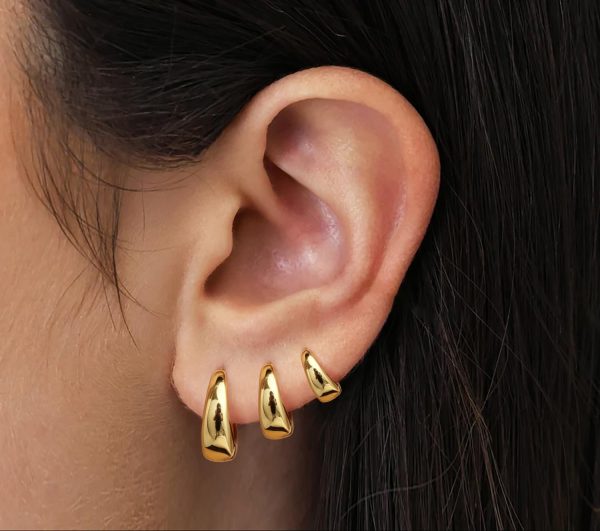 Hoop Earrings for Women Hypoallergenic Chunky 14K Real Gold Plated Huggie Cartilage Drop Earrings Set for Multiple Piercing Cute Trendy Lightweight Jewelry - Image 24