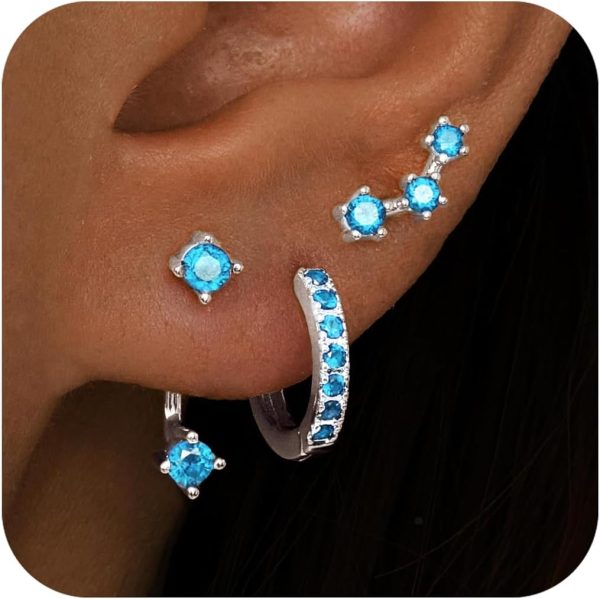 Gold Stud Earrings Set for Women, 3 Pairs Huggie Hoop Jacket Studs Earring Stacks, Hypoallergenic 925 Sterling Silver Post Dainty Birthstone Trendy Women Fashion Accessories Jewelry Gifts - Image 10
