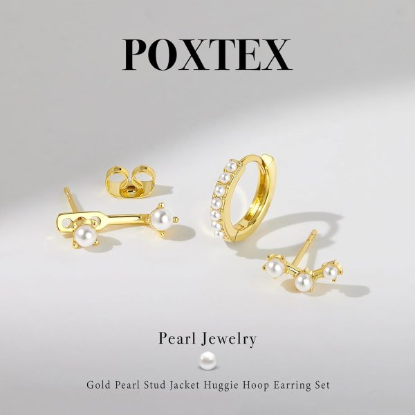 Gold Stud Earrings Set for Women, 3 Pairs Huggie Hoop Jacket Studs Earring Stacks, Hypoallergenic 925 Sterling Silver Post Dainty Birthstone Trendy Women Fashion Accessories Jewelry Gifts - Image 19